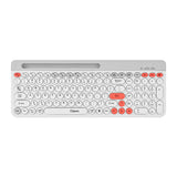 Cliptec RZK531 Dual Mode Rechargeable Wireless Multimedia Silent Keyboard With Phone Slot  - White