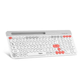 Cliptec RZK531 Dual Mode Rechargeable Wireless Multimedia Silent Keyboard With Phone Slot  - White