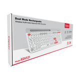 Cliptec RZK531 Dual Mode Rechargeable Wireless Multimedia Silent Keyboard With Phone Slot  - White