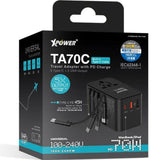 XPower TA70C Built-in Cable 70W PD+PPS GaN Travel Adaptor - Black