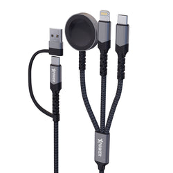 XPower 3X2W 6 IN 1 2IN 3 OUT 60W PD3.0 Aluminium Alloy Sync & Charge Cable - Grey