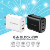 thecoopidea GaN BLOCK 65W 3 Ports PD+QC Fast Charge Adapter