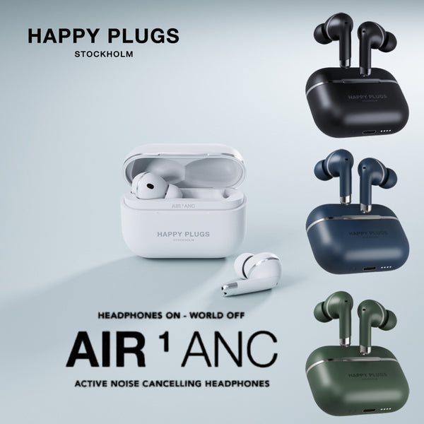 Happy Plugs Air 1 Active Noise Cancellation True Wireless Earphones with Transparent Mode Wireless Charging Dual Mic