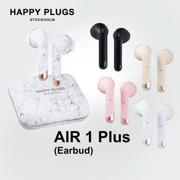 Happy Plugs Air 1 Plus Earbud True Wireless Earphones with Dual Microphones Up to 40 hours battery life