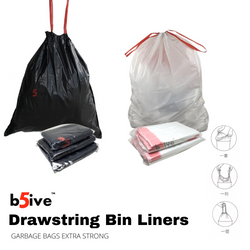 b5ive Garbage Bag Household Kitchen Thickened Tear-Free Extraction Drawstring Closing Medium Disposable Pull Plastic Bag