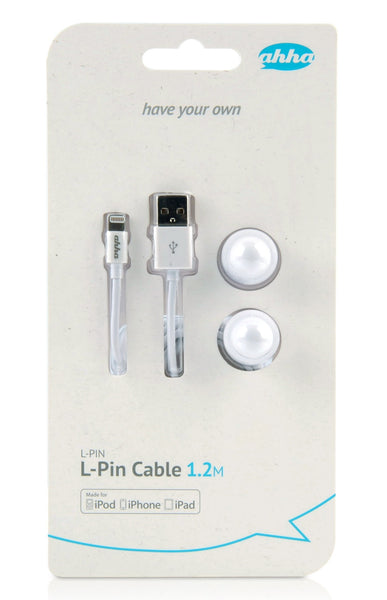 ahha L-PIN Sync & Charge Lightning Cable 1.2M - Speedy White