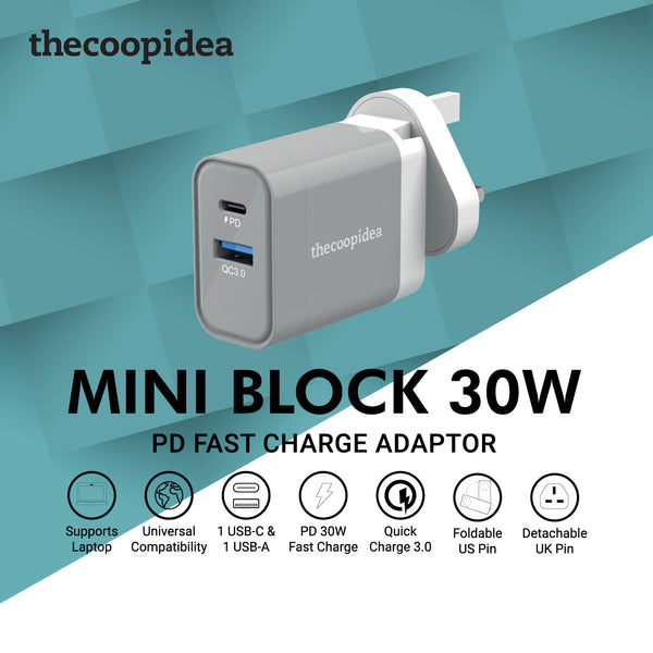 thecoopidea Mini Block S 30W PD Fast Charge Adapter NEW