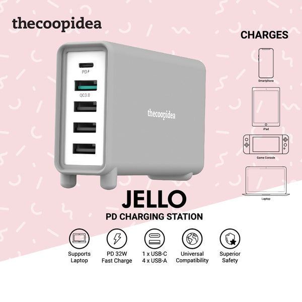 thecoopidea Jello 5 ports Power Delivery Quick Charge Charger Safety Mark